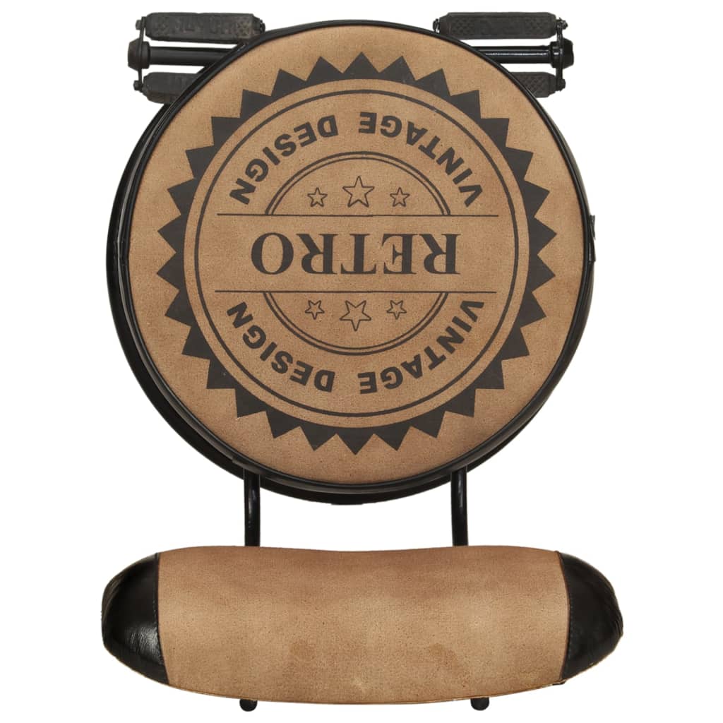 Bar Stool Set of 2 Brown Canvas Standard Footrest Bar Stool