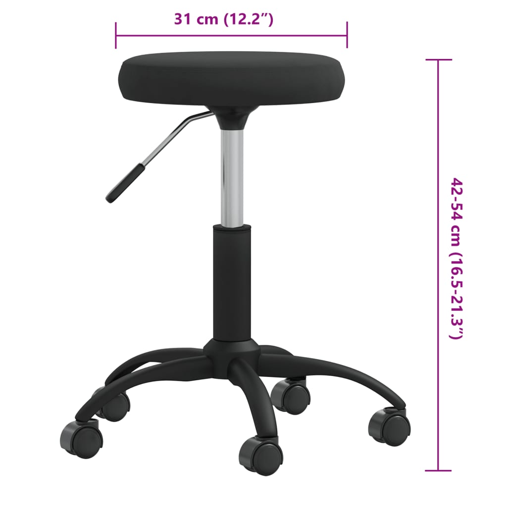 Massage Stool Black Velvet, Powder-Coated Steel Medium Swivel