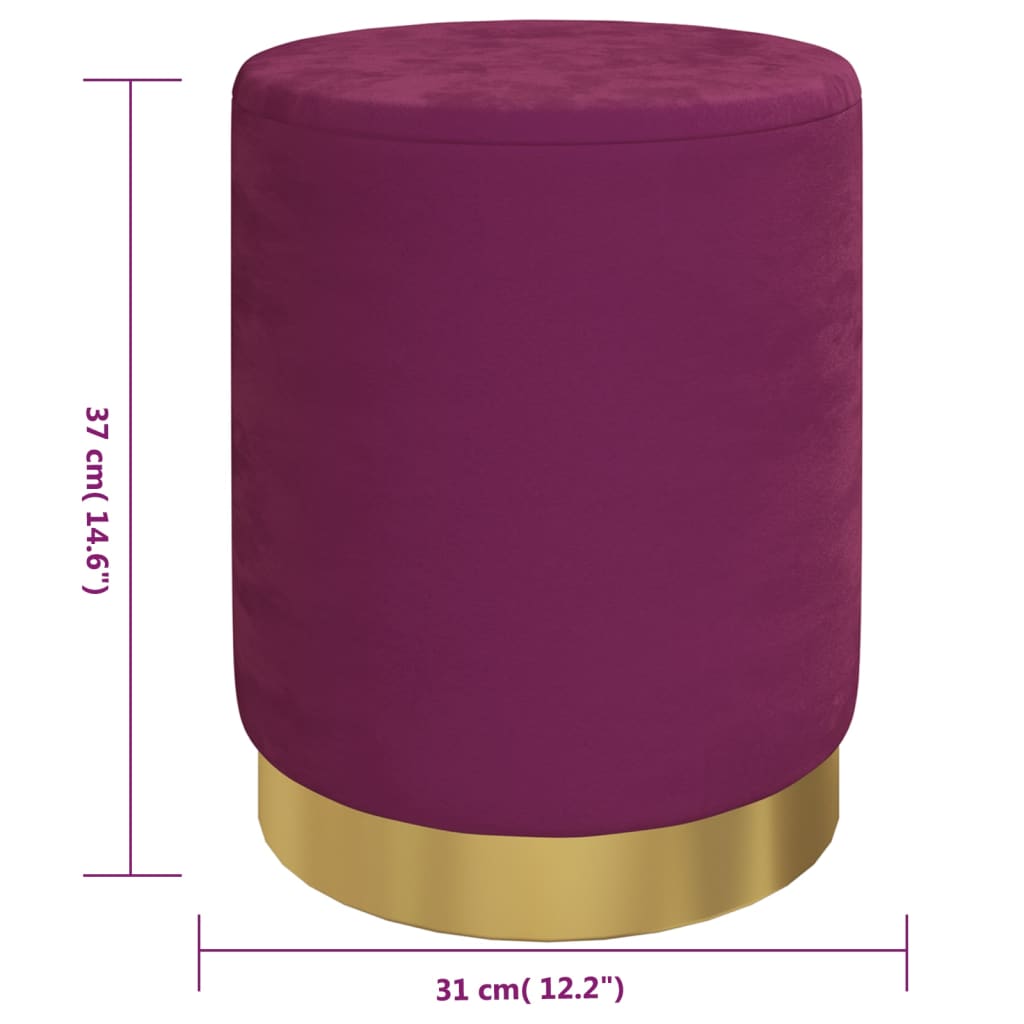 Round Storage Hocker Purple Velvet 12.2" x 14.6"