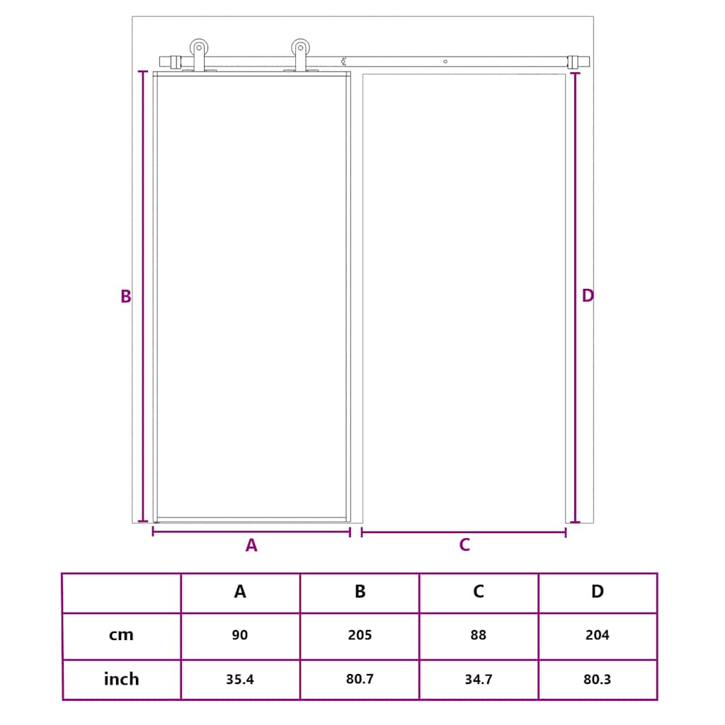 Sliding Door ESG Glass and Aluminum 35.4"x80.7" White