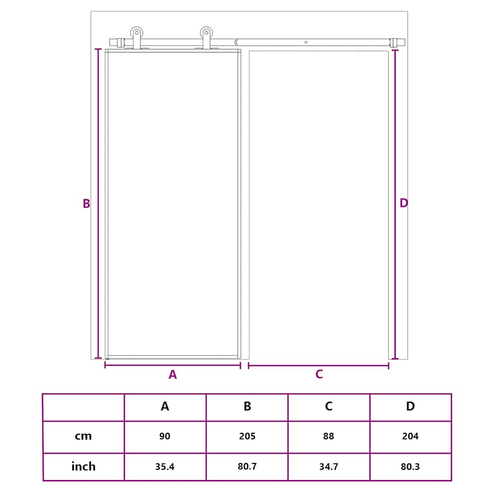 Sliding Door Frosted ESG Glass and Aluminum 35.4"x80.7" White