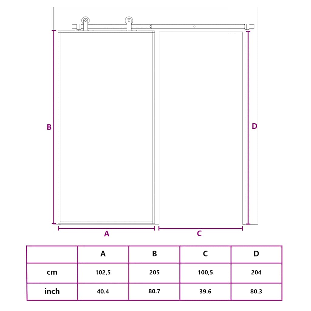Sliding Door ESG Glass and Aluminum 40.4"x80.7" White
