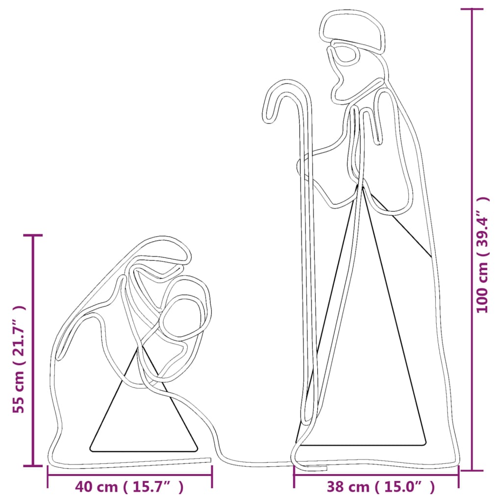 Christmas Mary And Joseph Figure Multicolour Steel, PVC Large