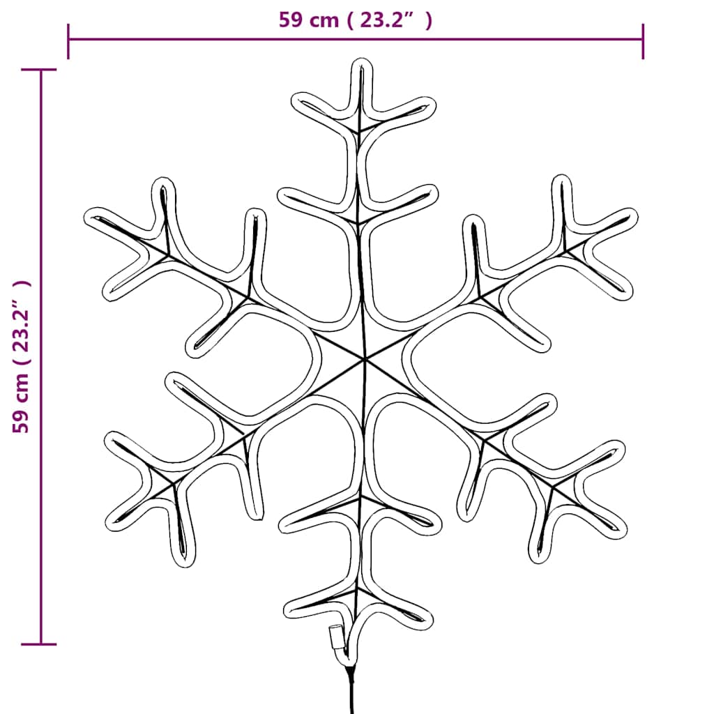 Christmas Snowflake Figure Warm White Steel, PVC 23.2 x 23.2 in