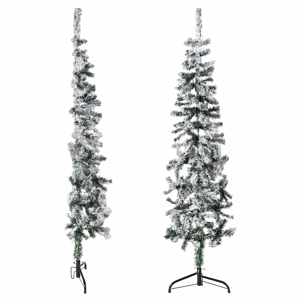 Slim Artificial Half Christmas Tree with Flocked Snow 4 ft