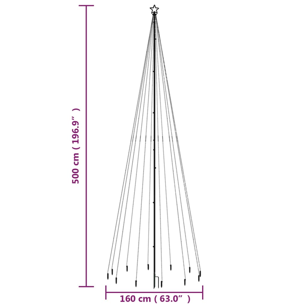 Christmas Tree with Spike Cold White 732 LEDs 196.9 "