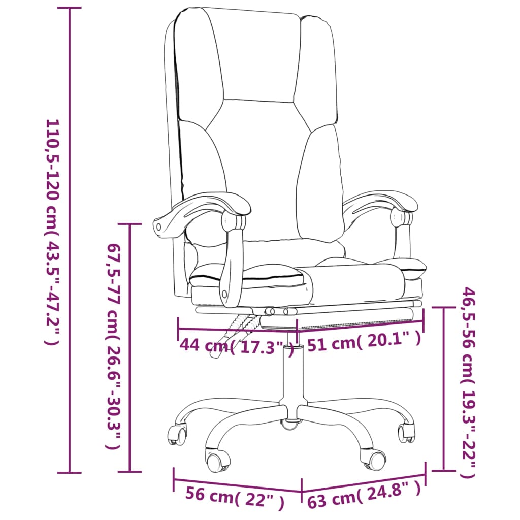 Massage Reclining Office Chair Dark Gray Fabric