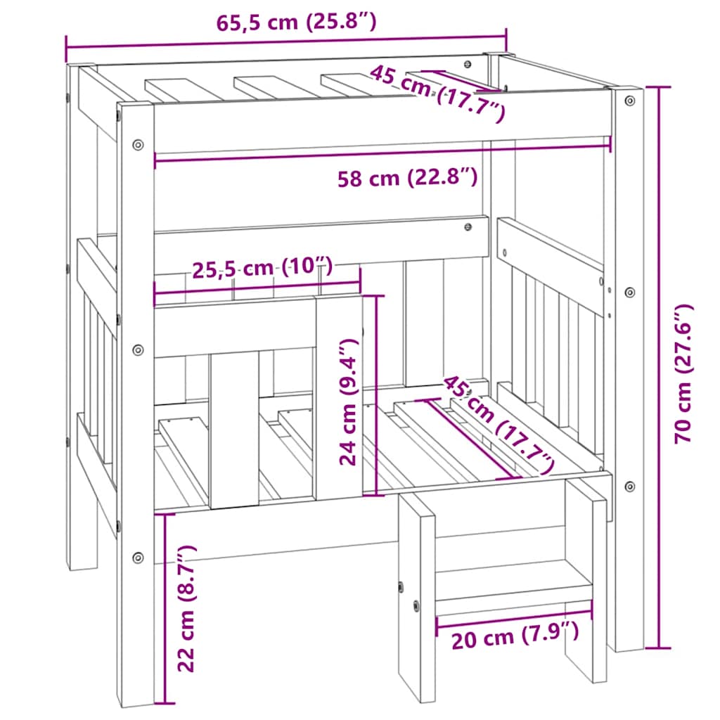 Dog Bed White Solid Pine Wood Medium Sturdy Dog Bed Rectangle