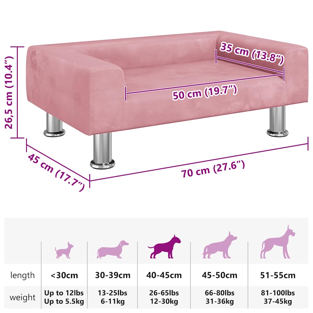 Dog Bed Pink 70x45 x 10.4 " Velvet