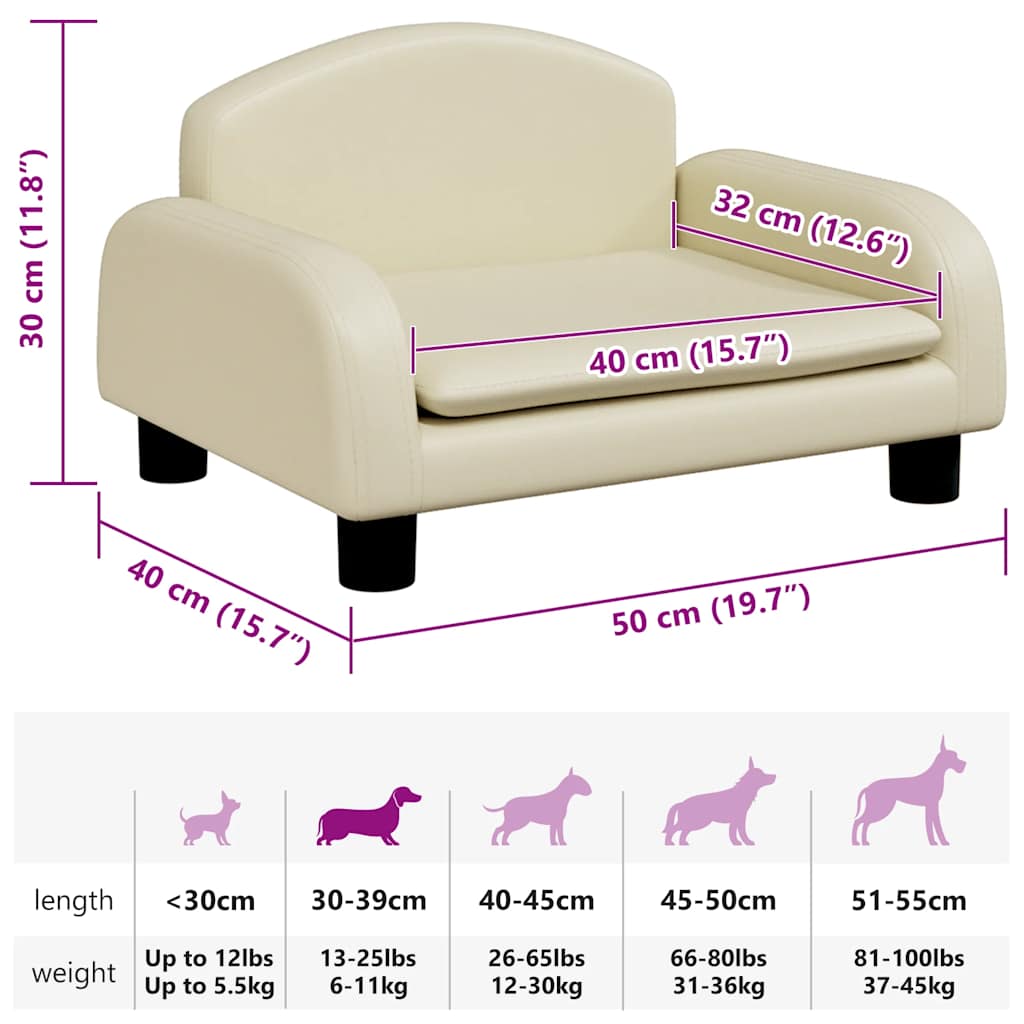 Dog Bed Cream 50x40 x 11.8 " Faux Leather