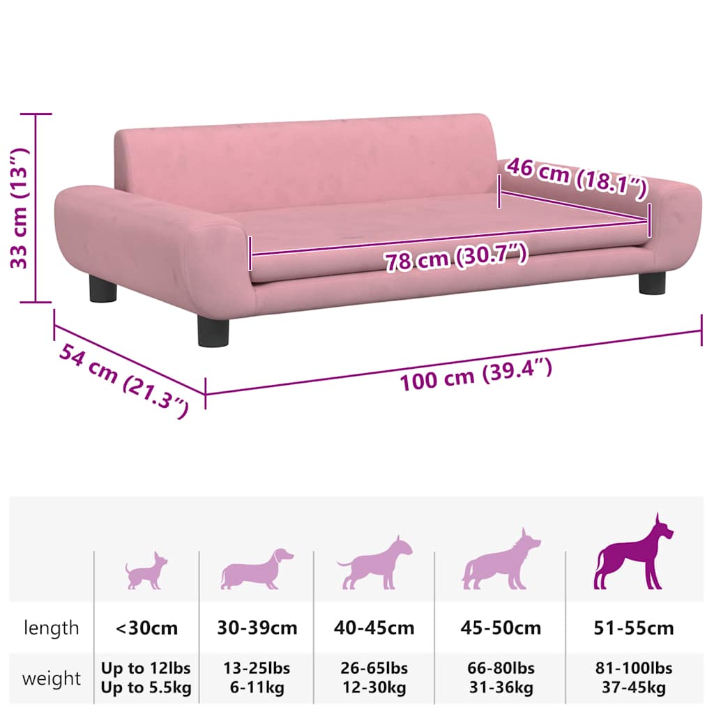 Dog Bed Pink 100x54 x 13.0 " Velvet