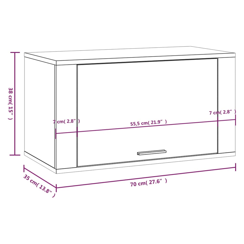 Wall-mounted Shoe Cabinet Black 27.6x13.8x15.0" Engineered Wood