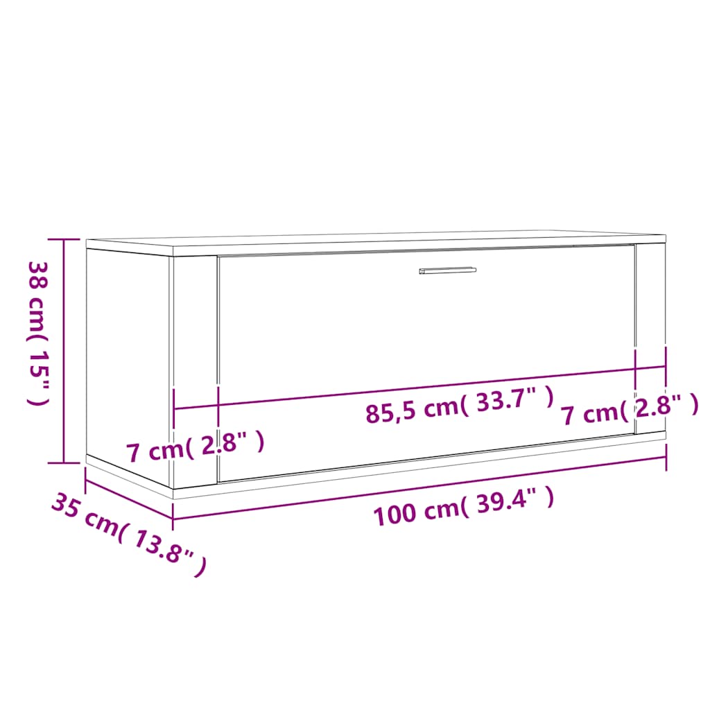 Wall Shoe Cabinet White 39.4x13.8x15.0" Engineered Wood
