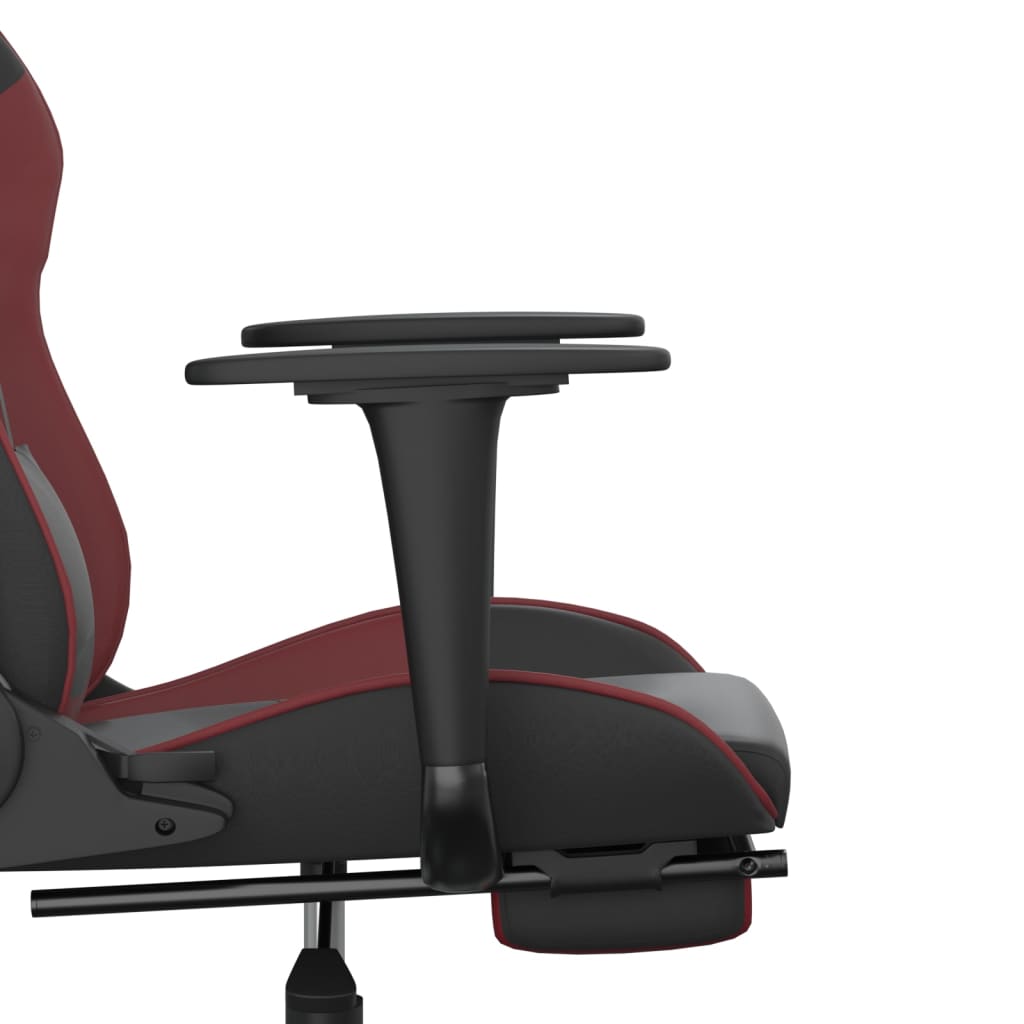 Gaming Chair Black and Wine Red Faux Leather, Metal, Plywood Medium