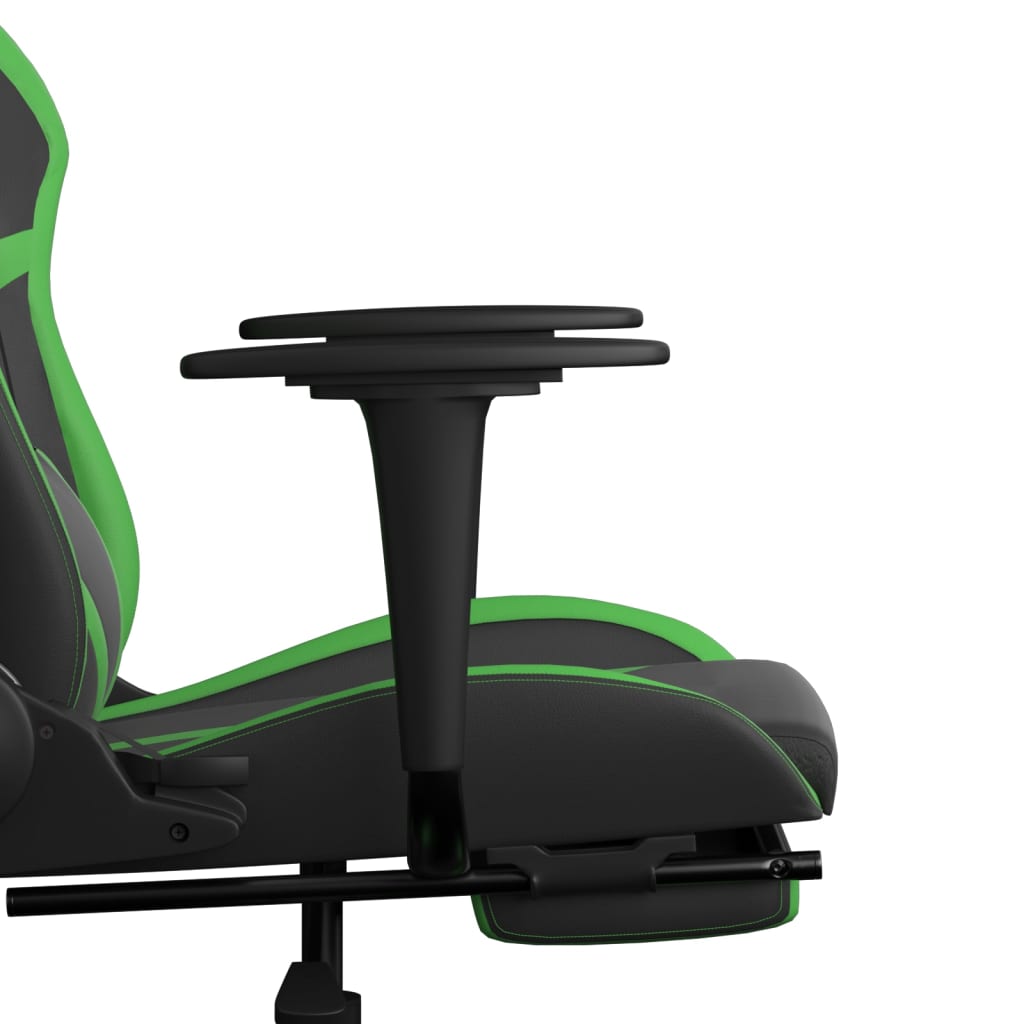 Gaming Chair Black and Green Faux leather, metal, plywood, foam