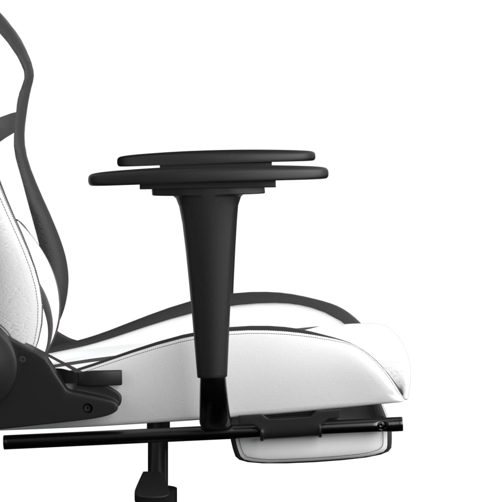Gaming Chair White and Black Faux leather, metal, plywood