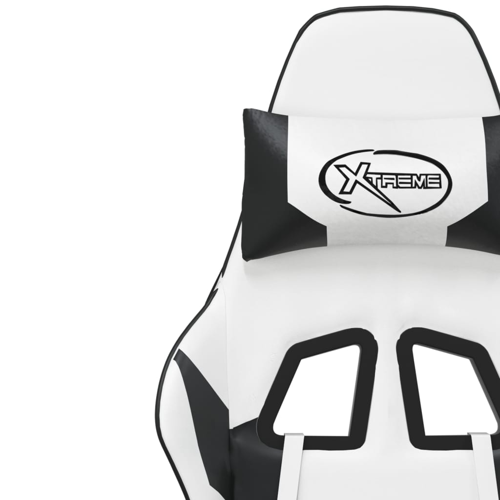 Gaming Chair White and Black Faux leather, Metal, Plywood, Foam