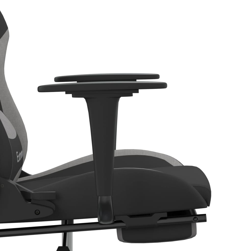 Gaming Chair with Footrest Black and Light Gray Fabric