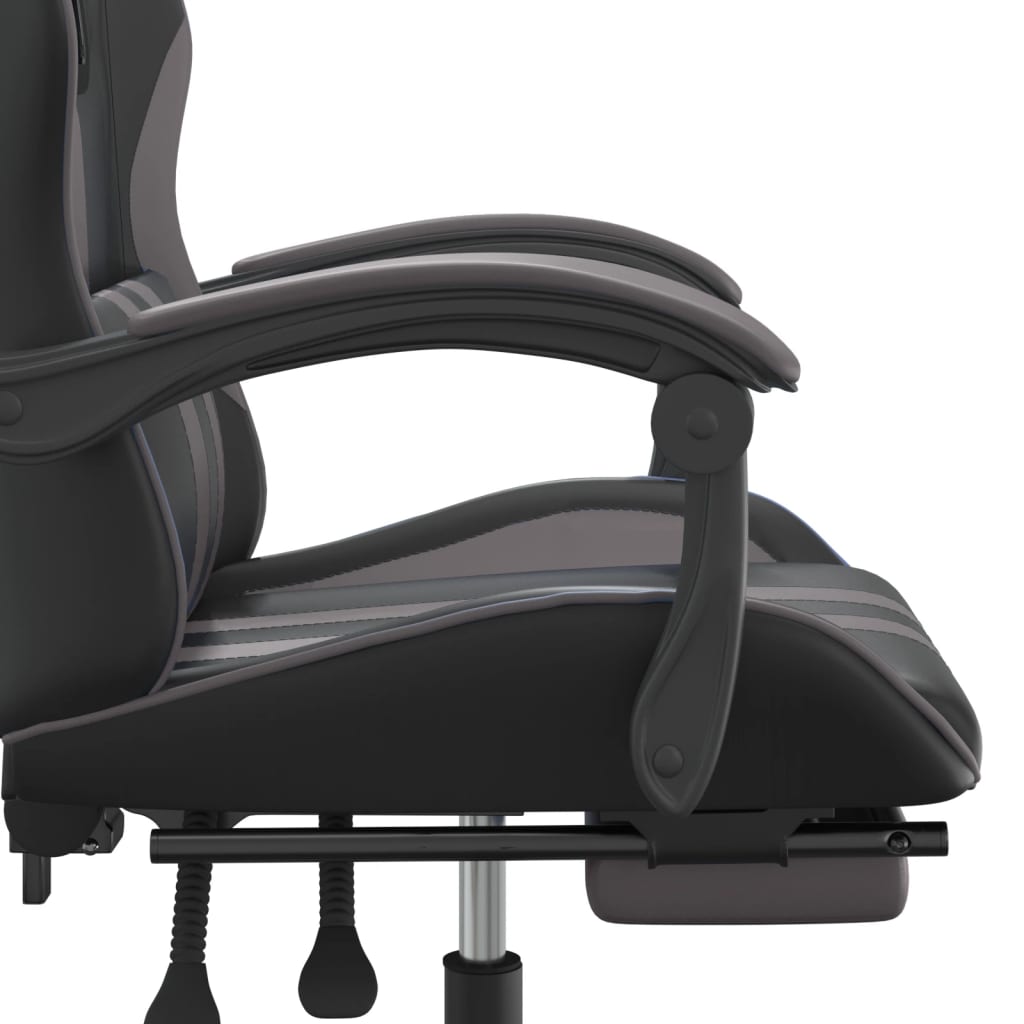 Gaming Chair Black and Grey Faux leather, metal, plywood, foam