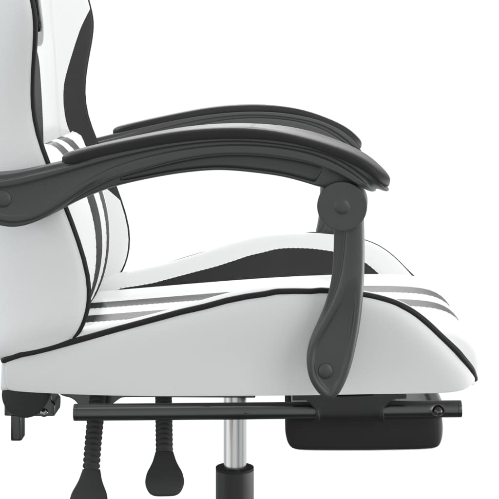 Gaming Chair White and Black Faux leather, Metal, Plywood