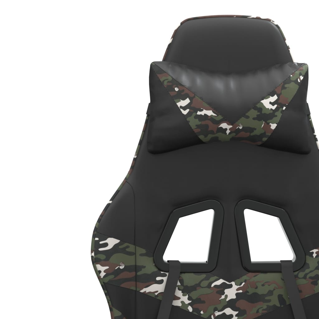 Gaming Chair Black and Camouflage Faux leather, metal, plywood, foam