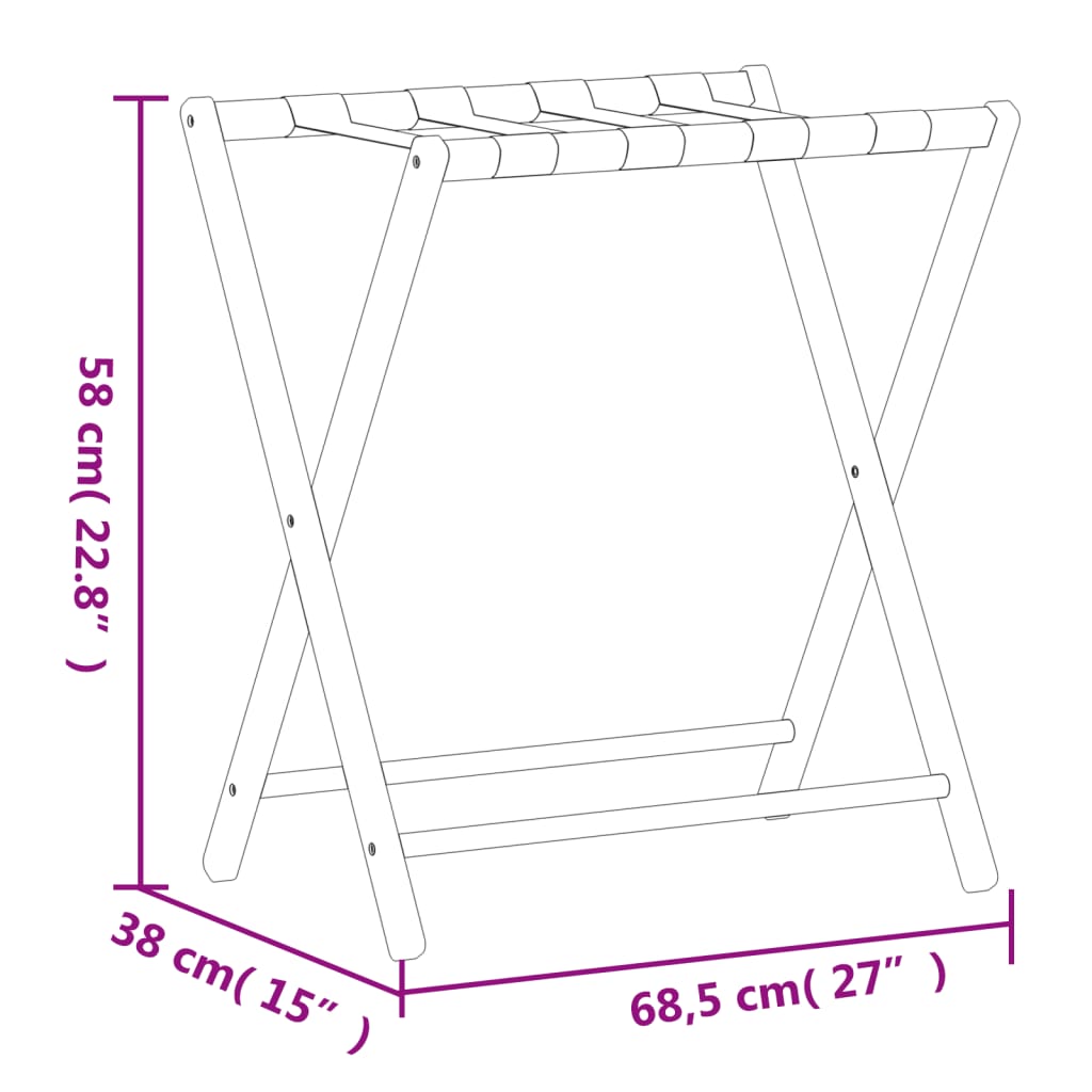 Luggage Rack Black 27"x15"x22.8" Bamboo