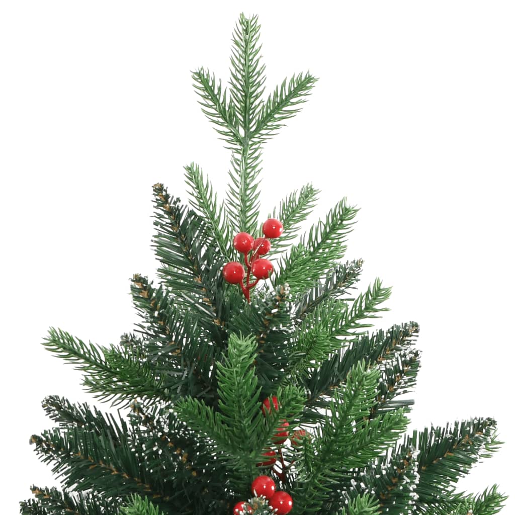 Artificial Hinged Christmas Tree Green with Red PVC, PE, Metal
