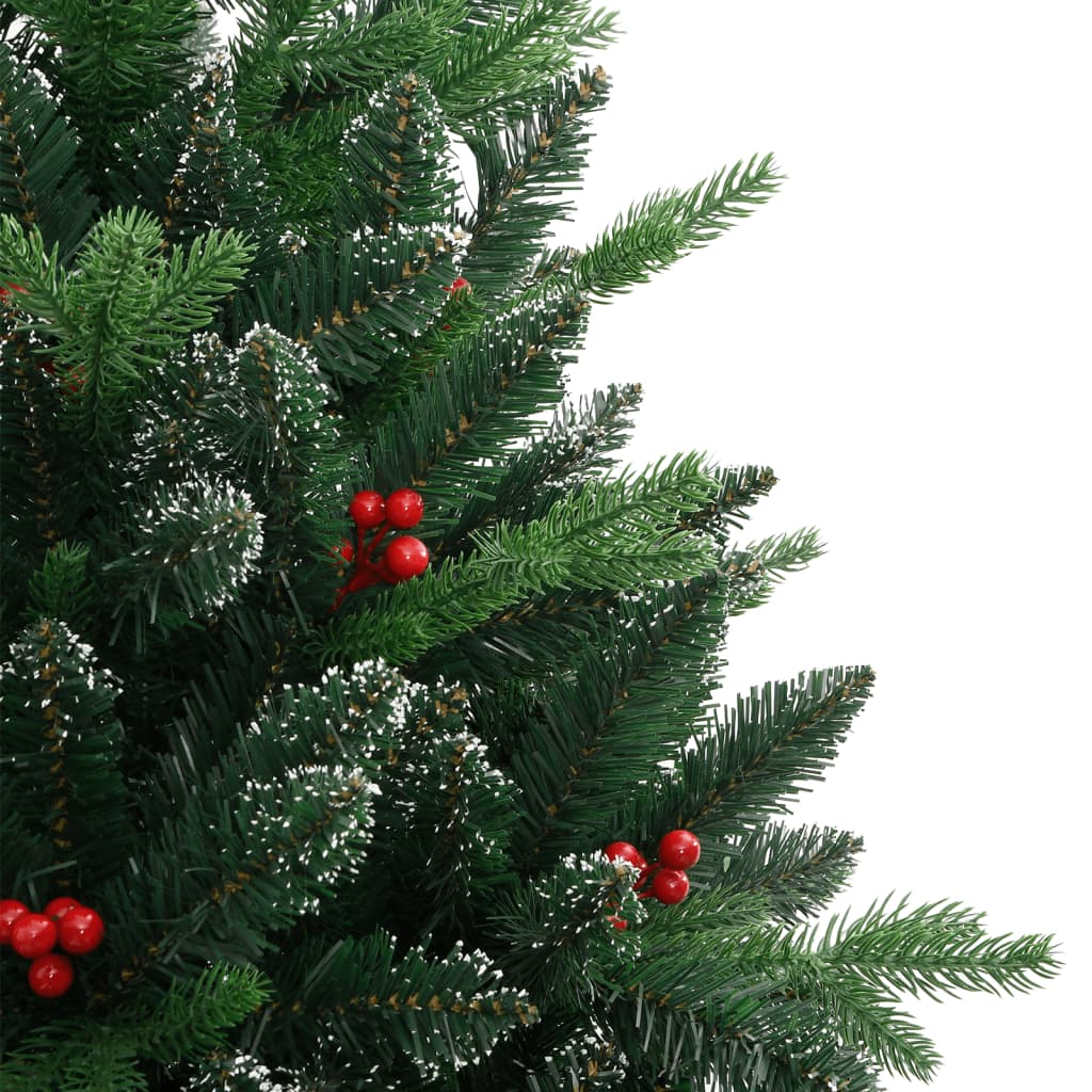 Artificial Hinged Christmas Tree Green with Red PVC, PE, Metal