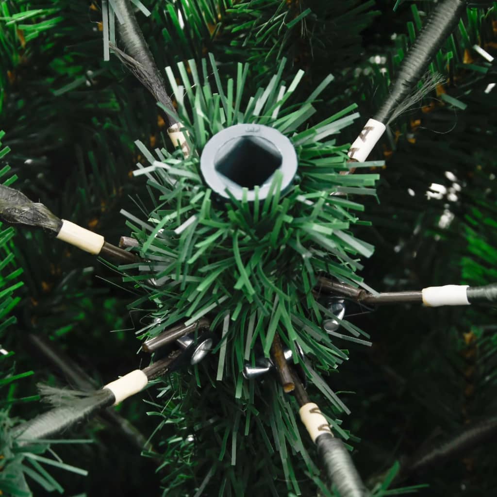 Artificial Hinged Christmas Tree Green with Red PVC, PE, Metal