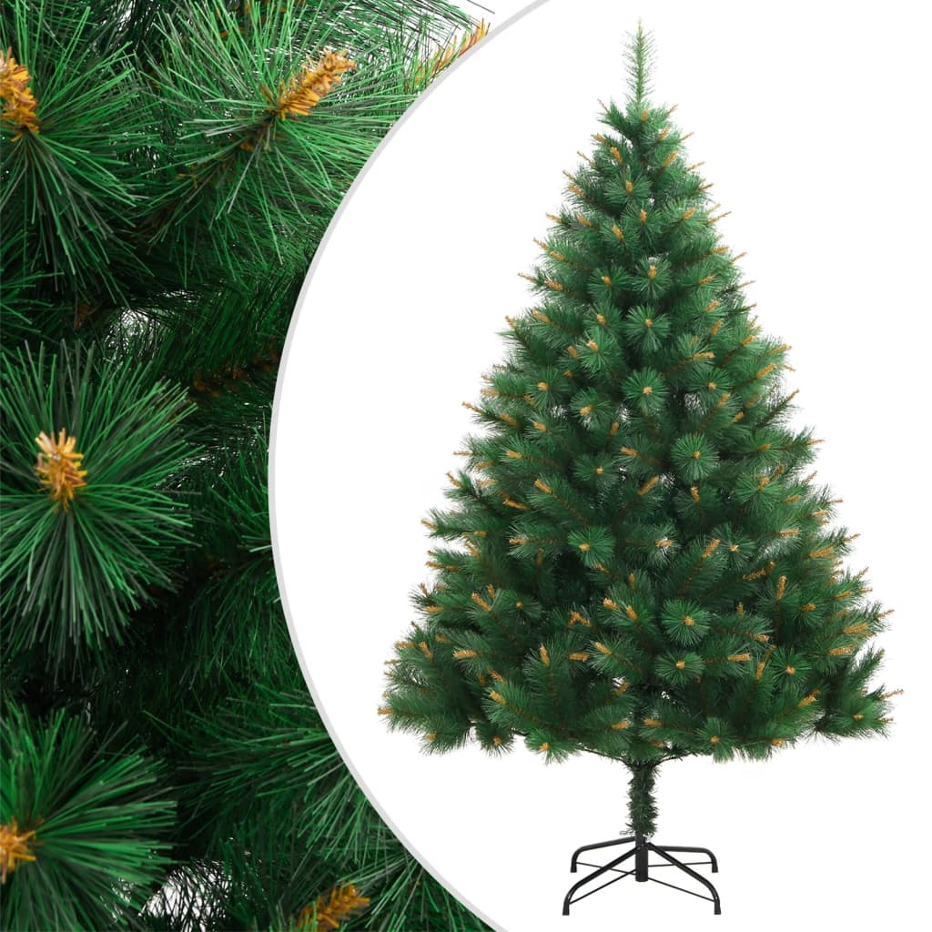 Artificial Hinged Christmas Tree Green and Yellow PVC, metal Medium