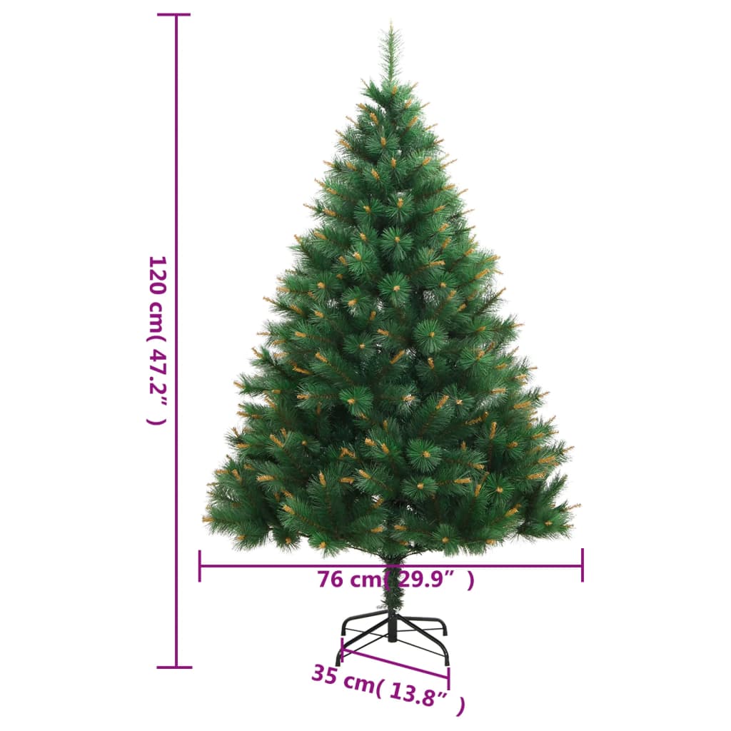 Artificial Hinged Christmas Tree Green and Yellow PVC, metal Medium