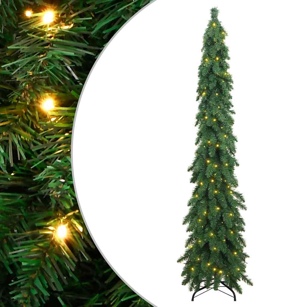 Artificial Christmas Tree Green, Warm White PVC, Metal 82.7 in
