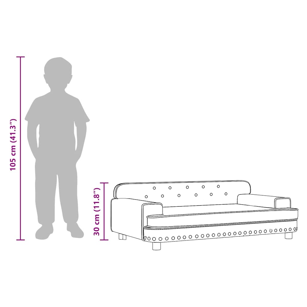 Kids Sofa Black Velvet, Solid Pine Wood, Foam Mini