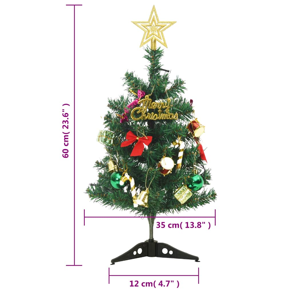 Mini Artificial Christmas Tree Green, Warm White PVC, Metal Mini