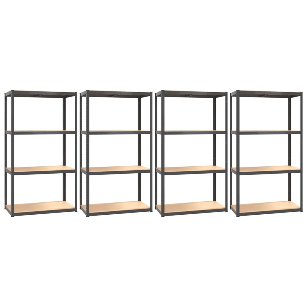 4-Layer Shelves 4 pcs Anthracite Steel&Engineered Wood
