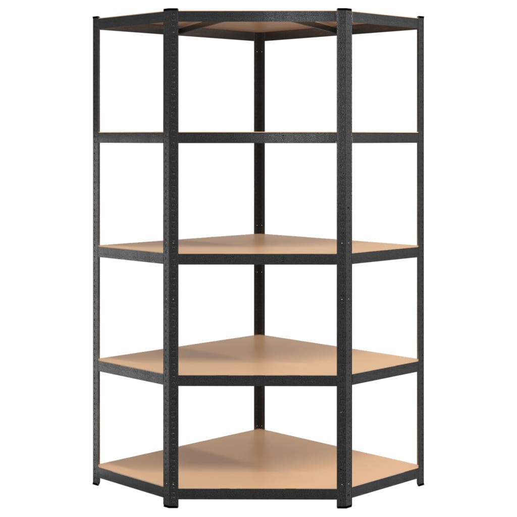 5-Layer Heavy-duty Shelves 2 pcs Gray Steel&Engineered Wood