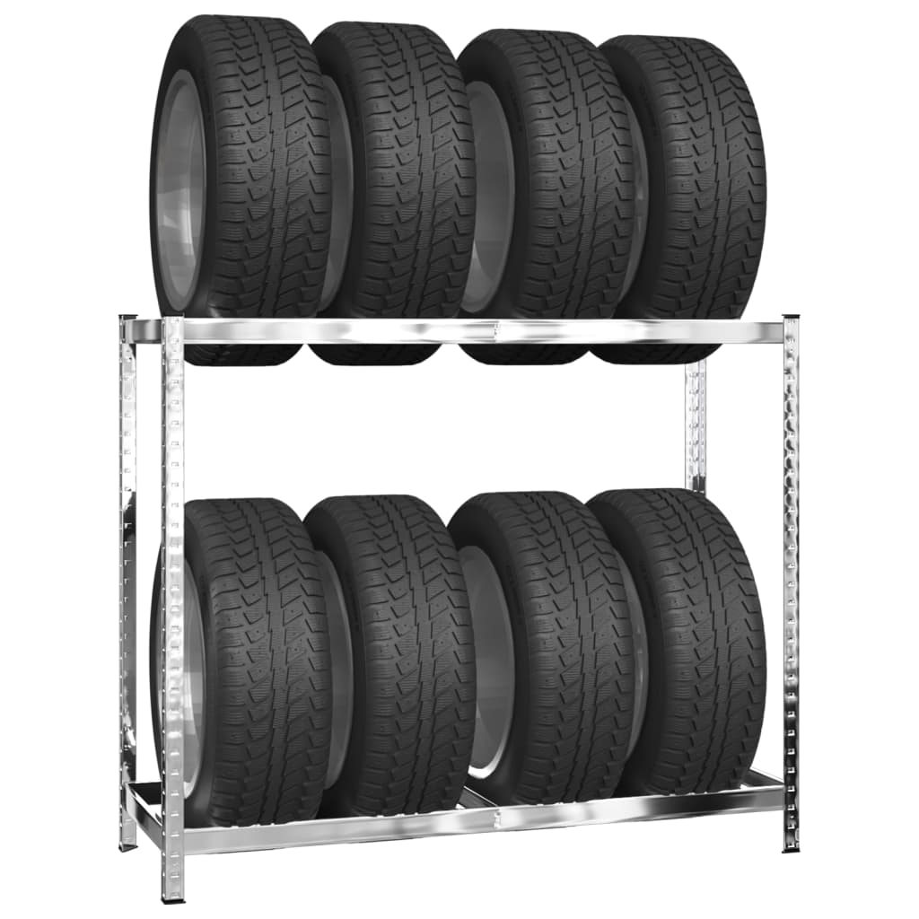 2-Layer Tire Racks 3 pcs Silver 43.3"x15.7"x43.3" Steel