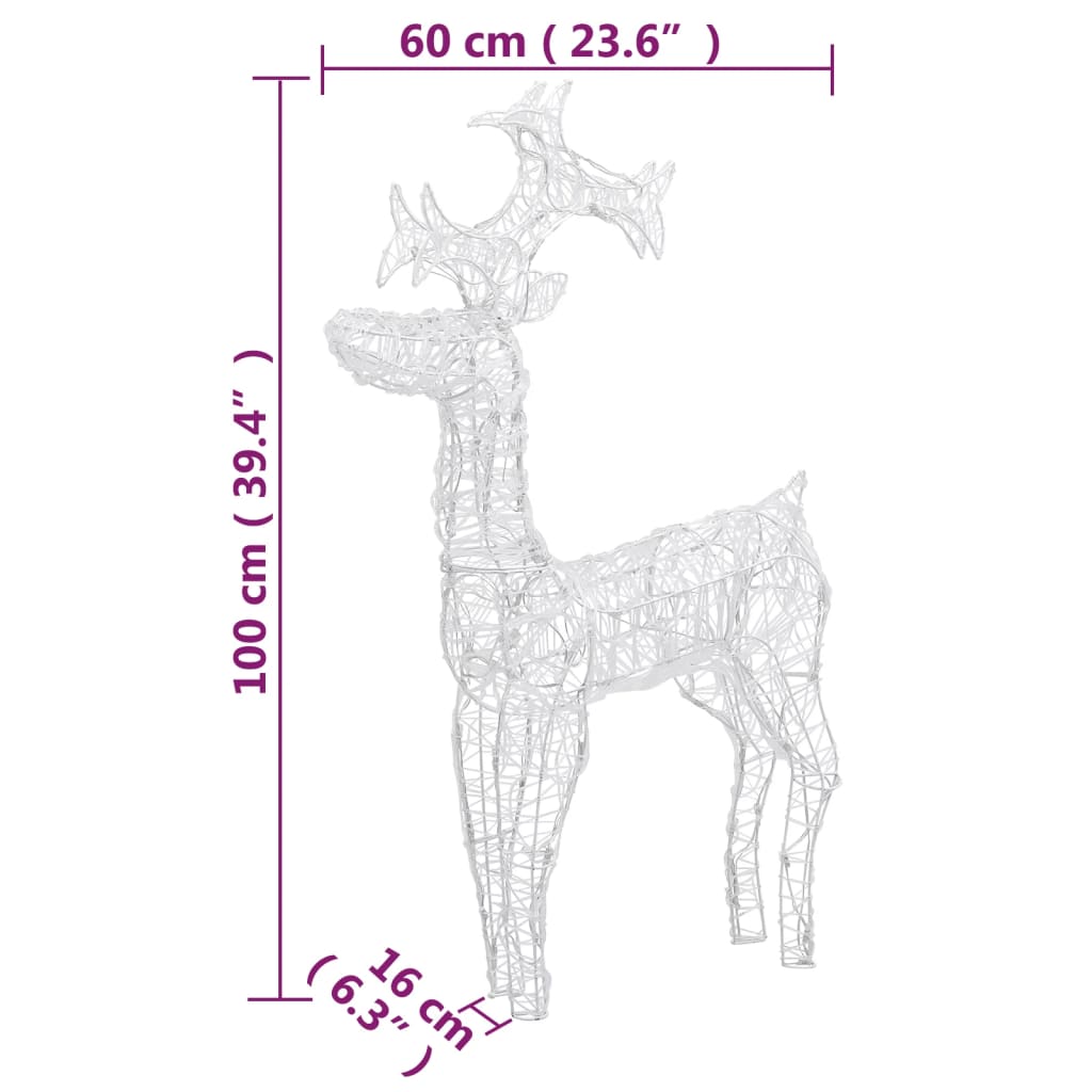 Reindeer Christmas Decorations 3 pcs 23.6"x6.3"x39.4" Acrylic