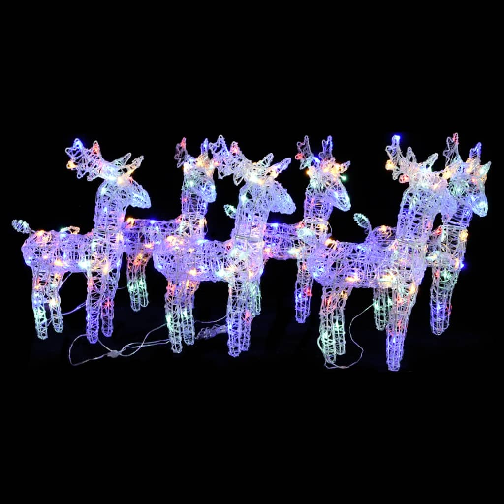 Christmas Reindeer Set of 6 Multicolour Acrylic Medium