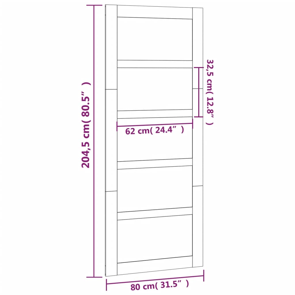 Barn Door White 31.5x0.7x80.5" Solid Wood Pine