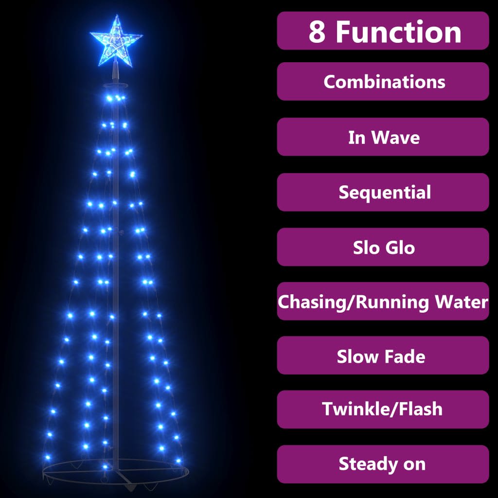 Christmas Cone Tree Blue 84 LEDs Decoration 19.7"x59.1"