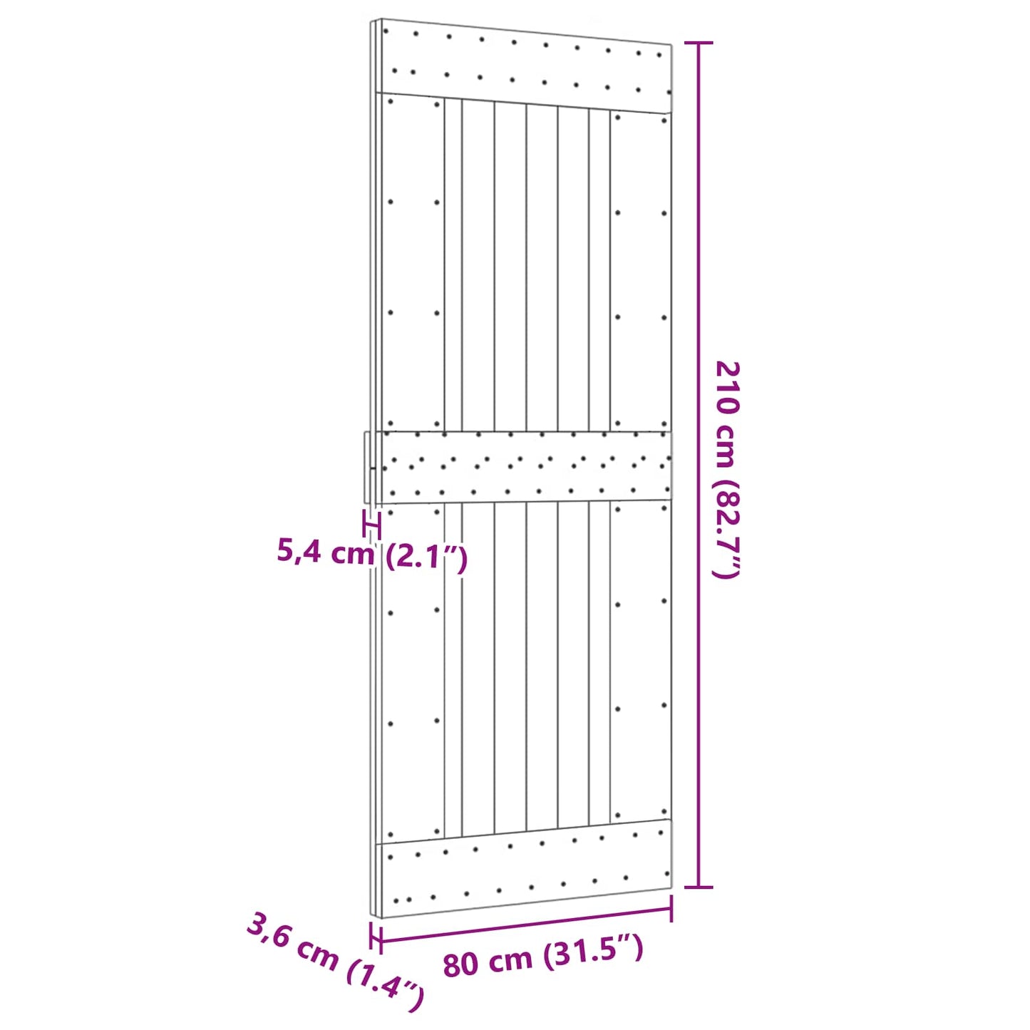 Door NARVIK Natural 31.50 x 82.68 in Solid Pine Wood