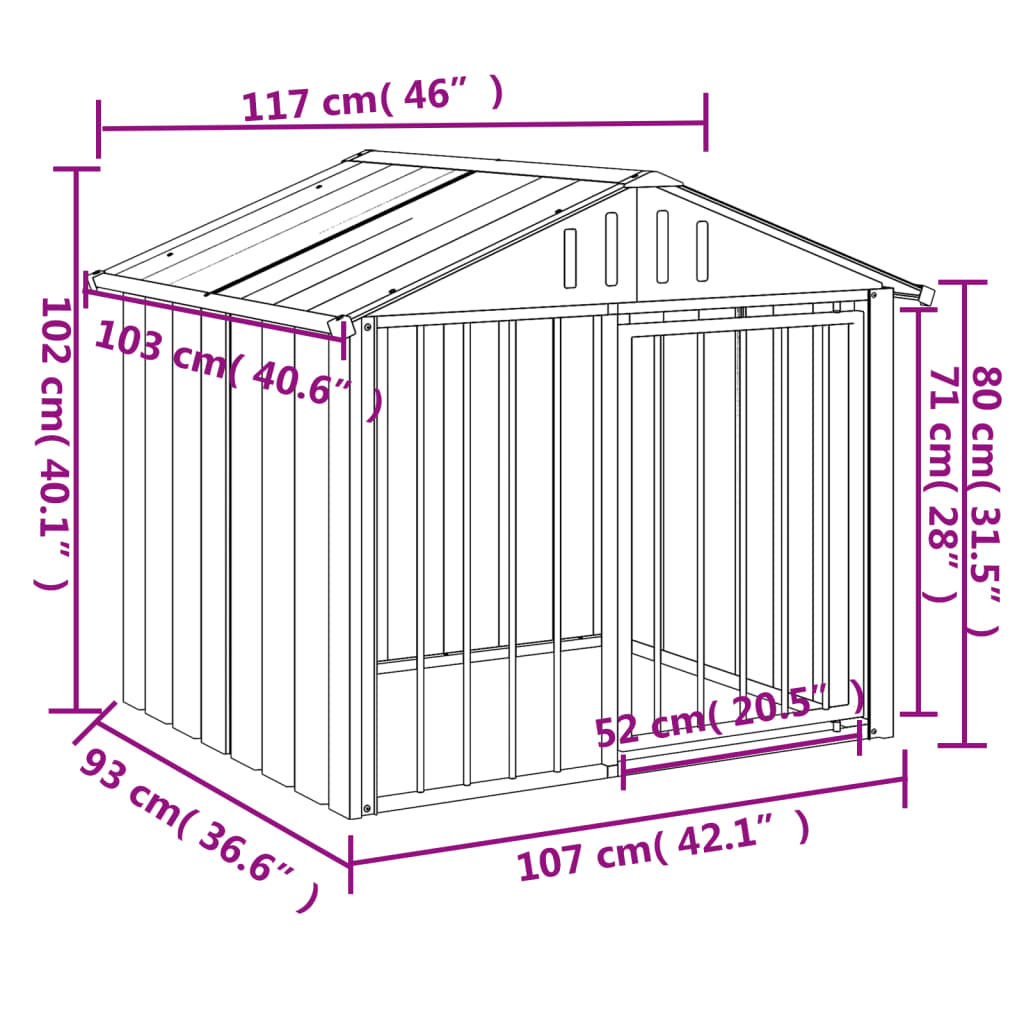 Dog House Black Galvanized steel 46.1x40.6x40.2 in Dog House