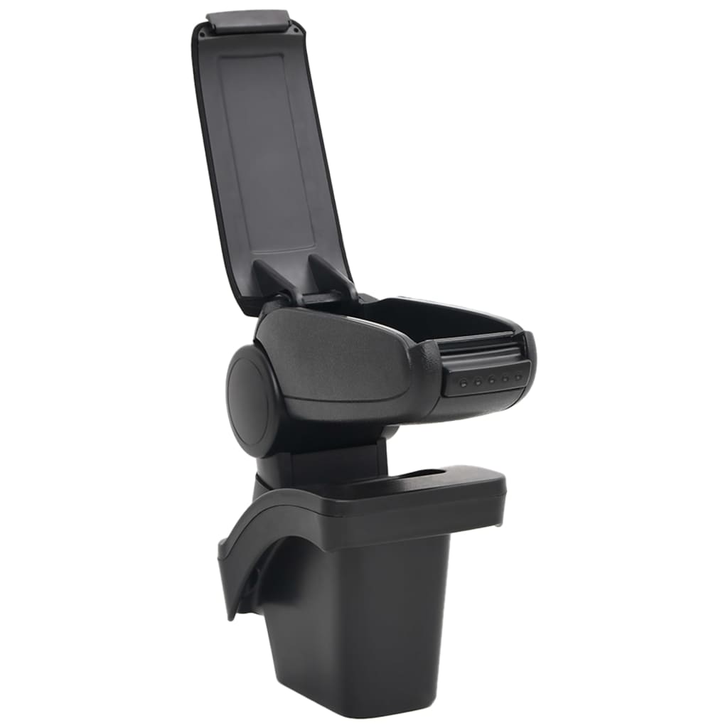 Car Armrest Black 6.3"x11.8"x(15.7"-19.7") ABS