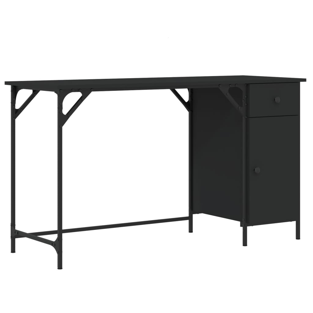 Computer Desk Black Engineered Wood, Metal Medium Computer Desk