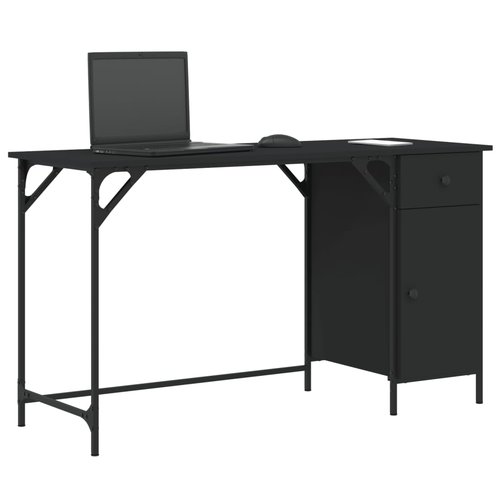 Computer Desk Black Engineered Wood, Metal Medium Computer Desk