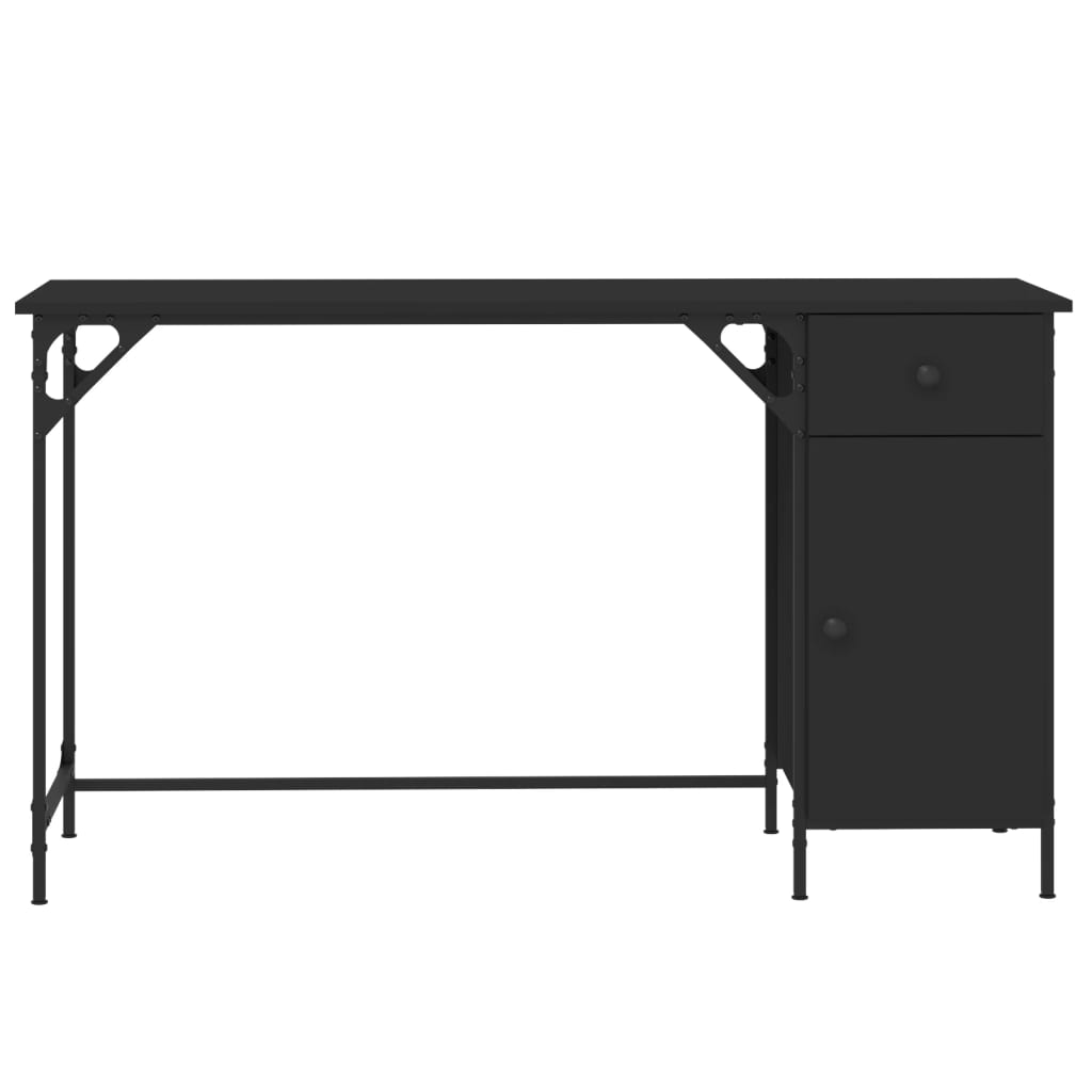 Computer Desk Black Engineered Wood, Metal Medium Computer Desk