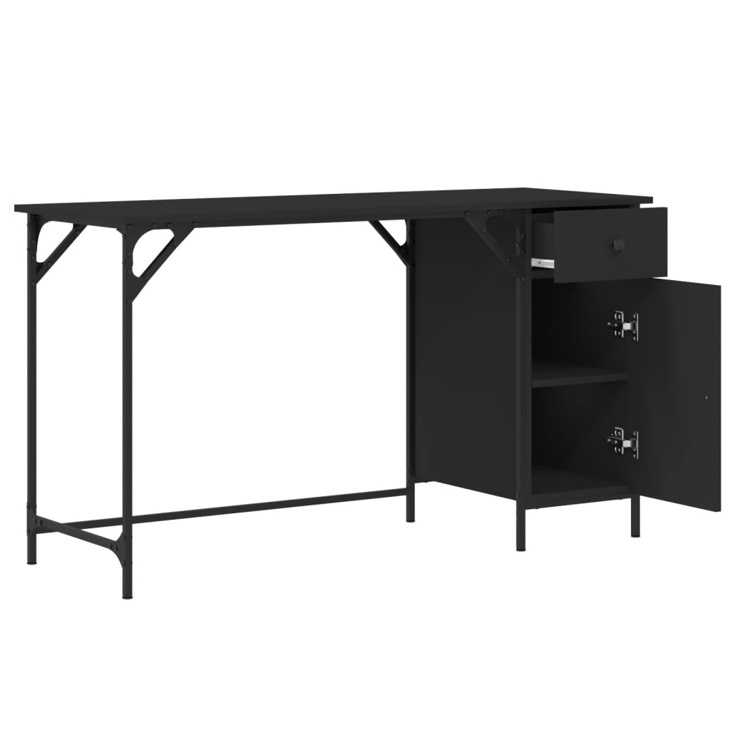 Computer Desk Black Engineered Wood, Metal Medium Computer Desk