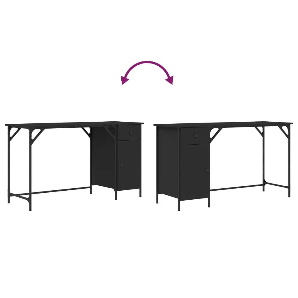 Computer Desk Black Engineered Wood, Metal Medium Computer Desk