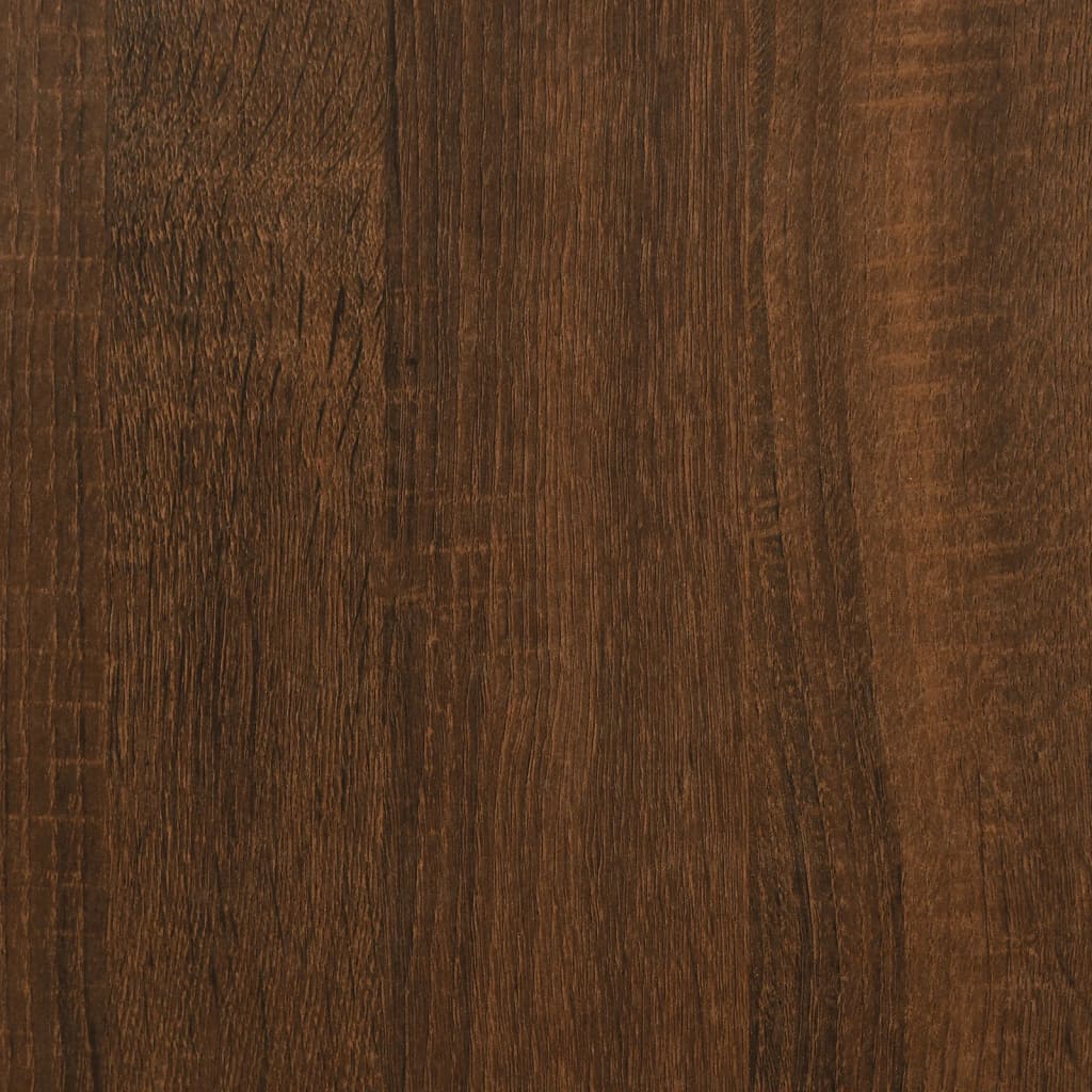 Computer Desk Brown Oak Engineered Wood, Metal Medium